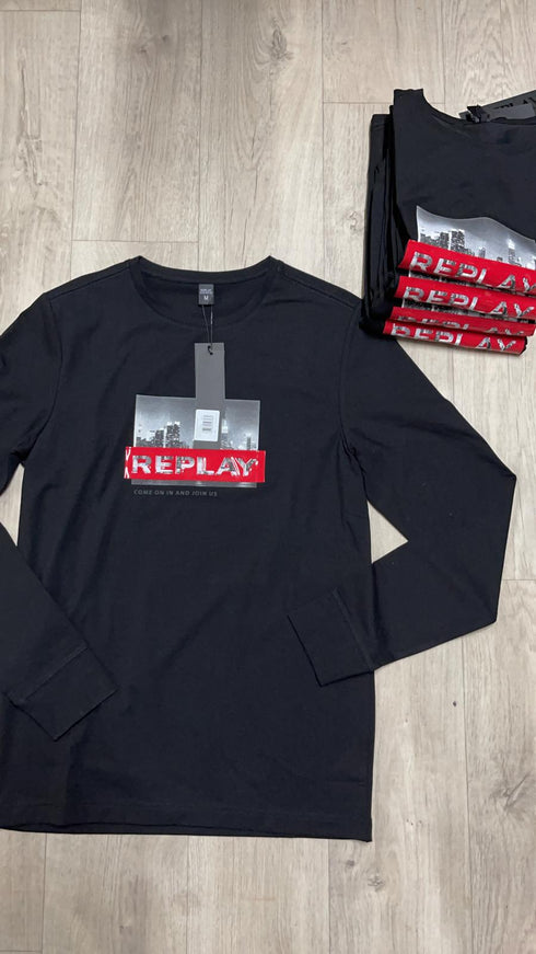 Replay Jeans tshirt חולצת ריפלי לגבר קולקצית